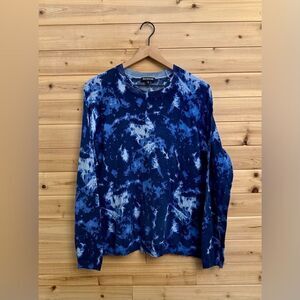 Whistles Size Large Navy Blue Tie Dye Lightweight Cotton Jumper Sweater